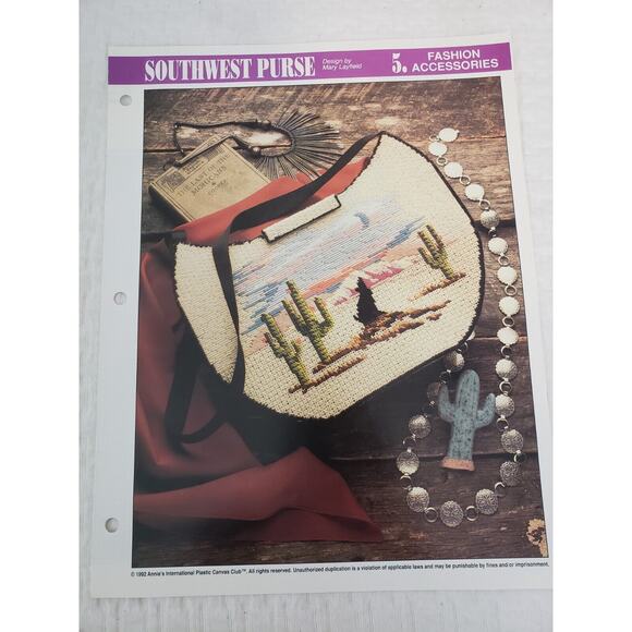 (J5) 1993 Annie's Attic Plastic Canvas Pattern Fashion Accessories Lot of 4 - Picture 4 of 7